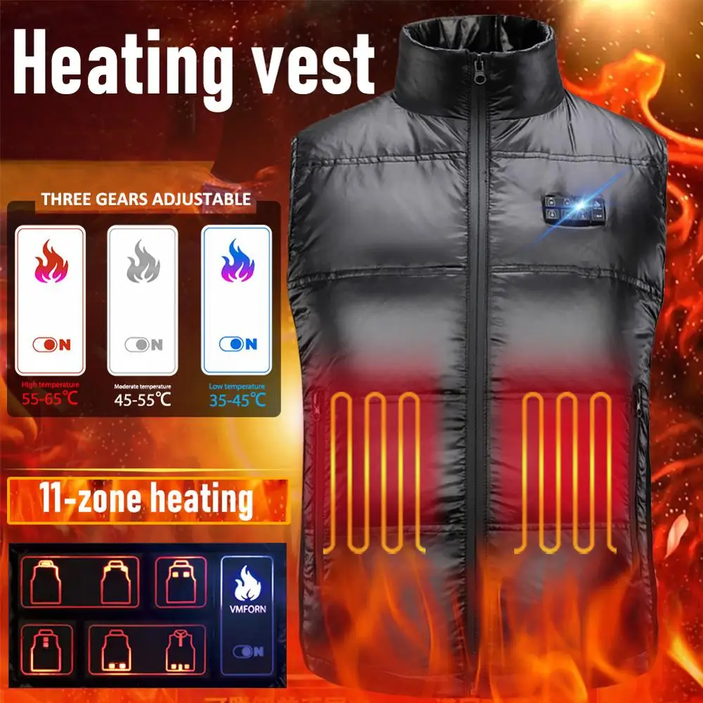 

11 Areas Heated Jacket Vest USB Men Winter Electrical Heated Sleeveless Travel Jacket кђѬка с подогѬевом Hiking Camping |